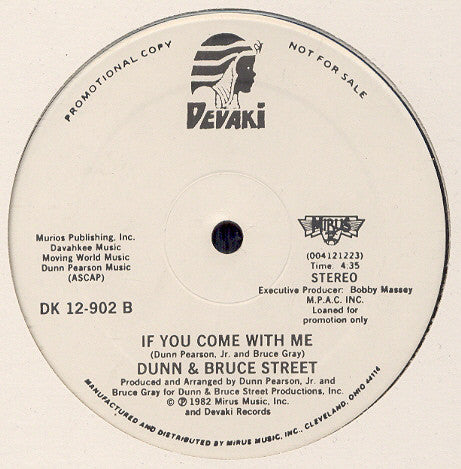 Dunn & Bruce Street : Shout For Joy / If You Come With Me (12", Promo)