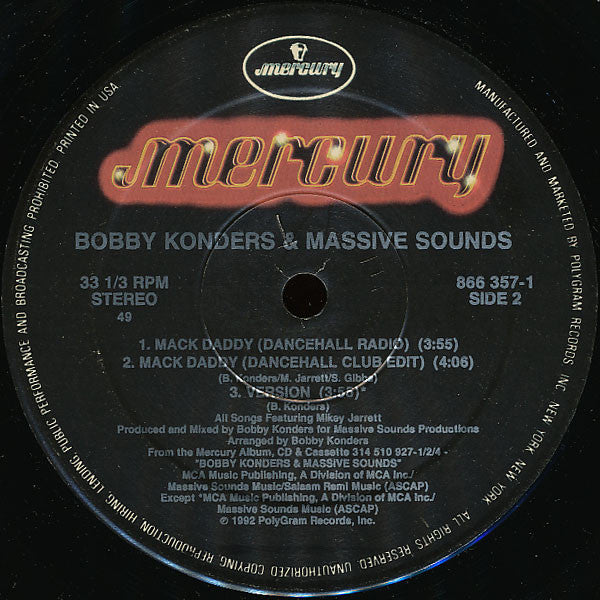 Bobby Konders & Massive Sounds Featuring Mikey Jarrett : Mack Daddy (12")