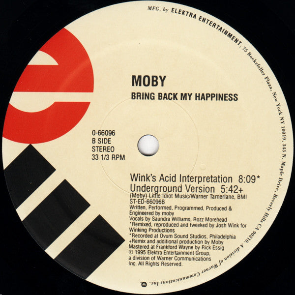 Moby : Bring Back My Happiness (12")