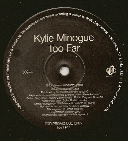 Kylie Minogue : Too Far (12", Promo)