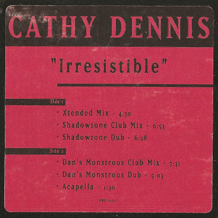 Cathy Dennis : Irresistible (12", Promo)