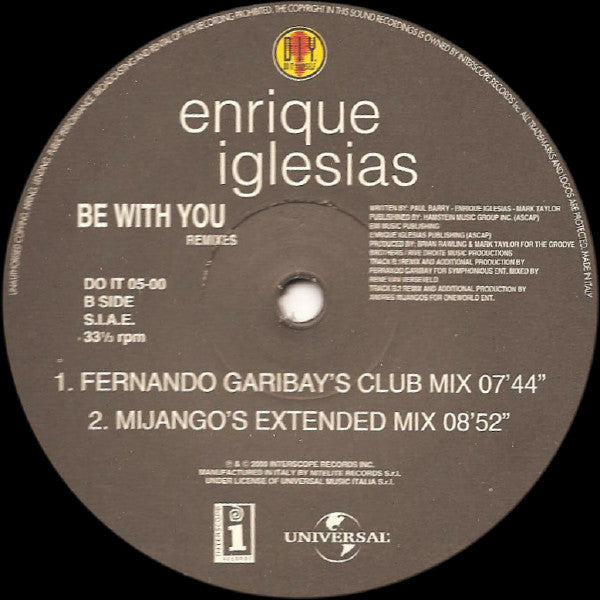 Enrique Iglesias : Be With You (Remixes) (12")