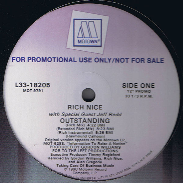 Rich Nice With Special Guest Jeff Redd : Outstanding (12", Promo)