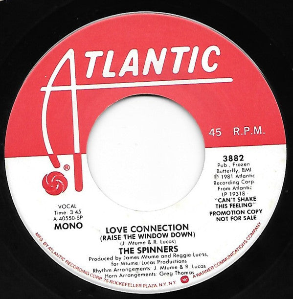 The Spinners* : Love Connection (Raise The Window Down) (7", Single, Mono, Promo, SP)