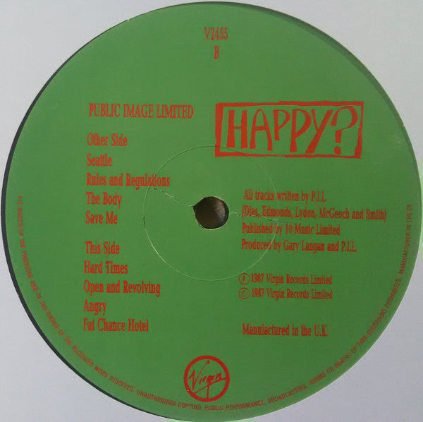 Public Image Limited : Happy? (LP, Album, DMM)