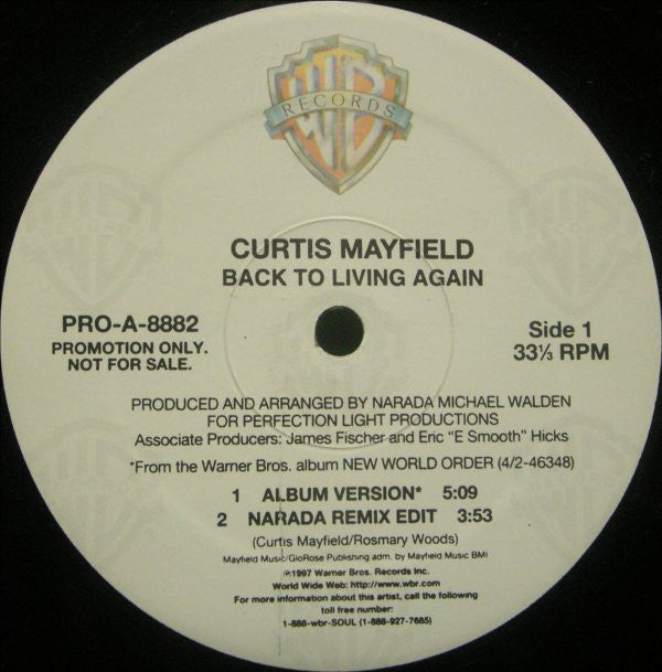 Curtis Mayfield : Back To Living Again (12", Maxi, Promo)