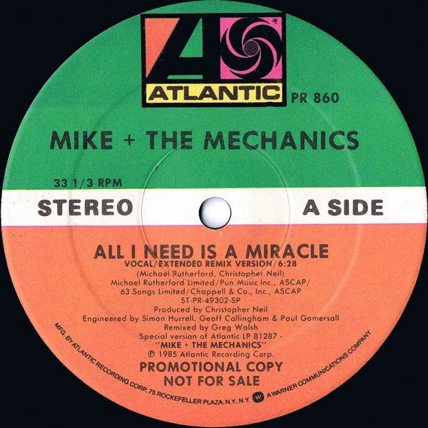 Mike + The Mechanics* : All I Need Is A Miracle (12", Promo)
