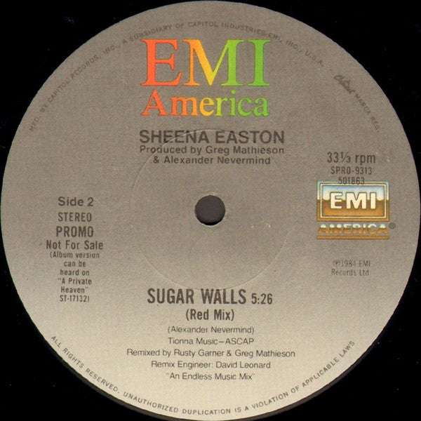 Sheena Easton : Sugar Walls (12", Promo)