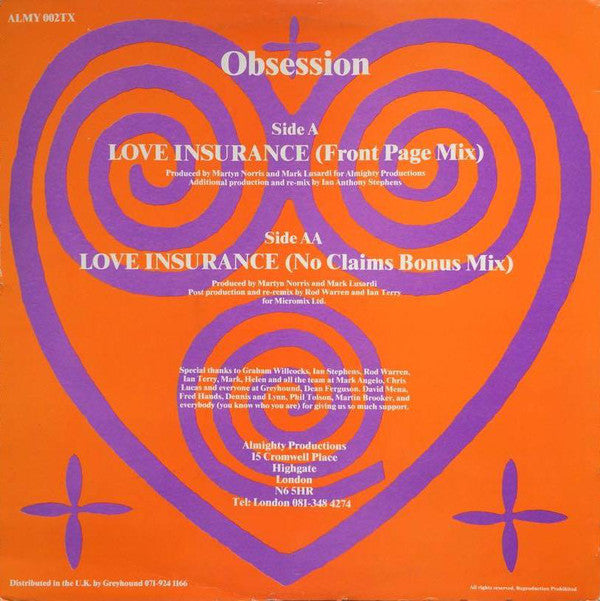 Obsession : Love Insurance (12")