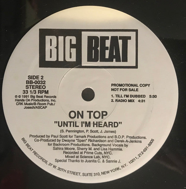On Top : Until I'm Heard (12", Promo)