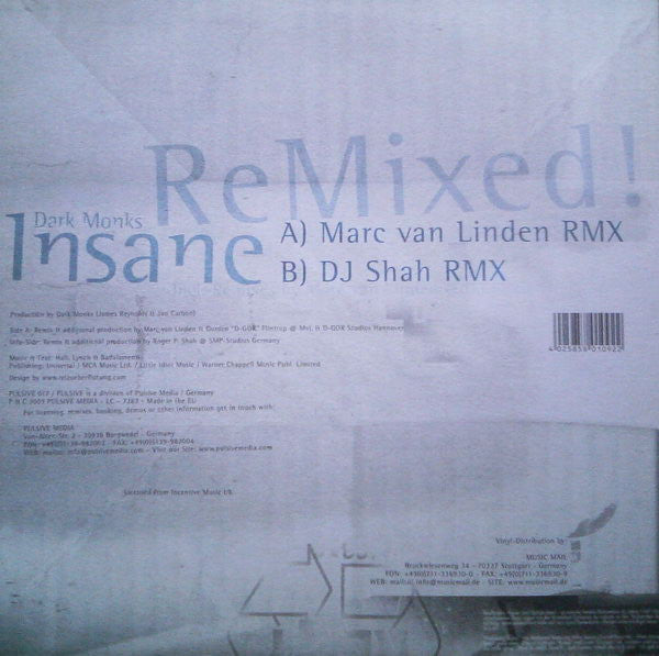 Dark Monks : Insane ReMixed! (12")