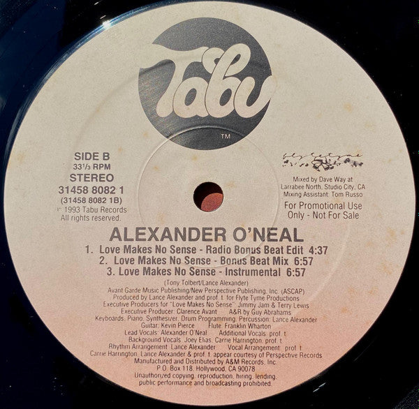 Alexander O'Neal : Love Makes No Sense (12", Promo)