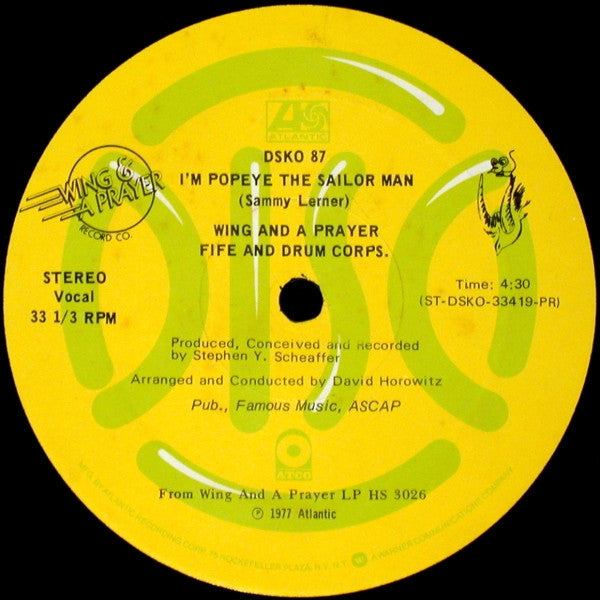 Wing And A Prayer Fife And Drum Corps. : I'm Popeye The Sailor Man (12", Promo)