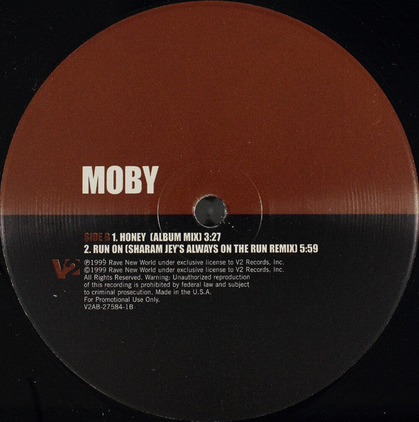 Moby : Run On / Honey (12", Promo)