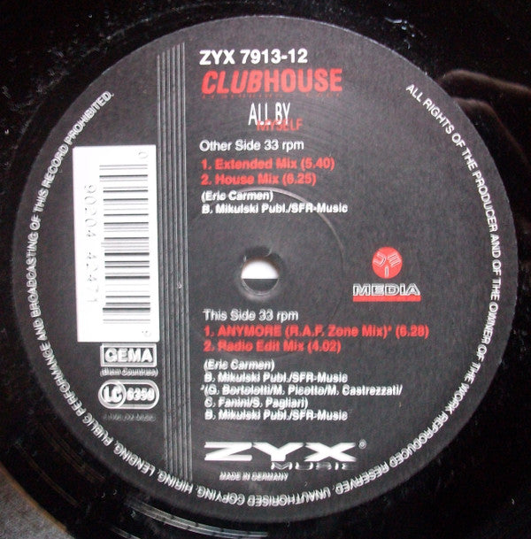 Club House : All By Myself (12")