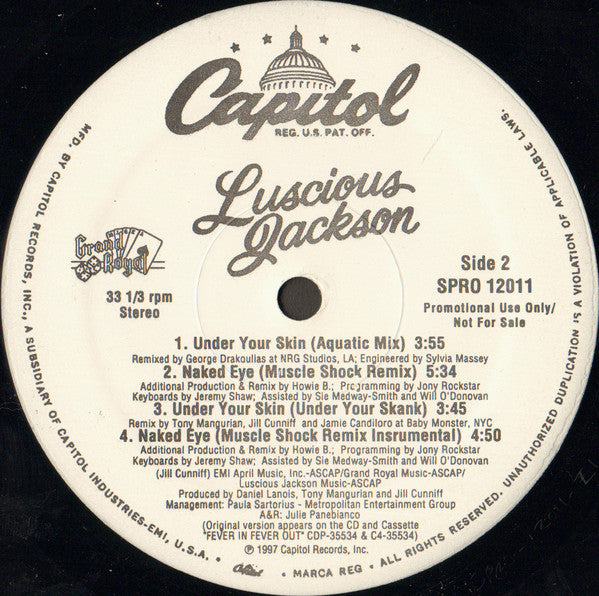 Luscious Jackson : Under Your Skin / Naked Eye (12", Promo)