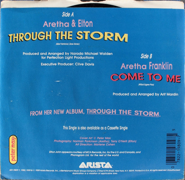 Aretha Franklin & Elton John : Through The Storm (7", Single)