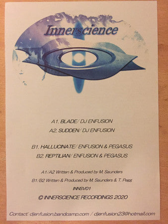 Enfusion* & Pegasus (52) : Innerscience V001 (12", EP, Ltd, W/Lbl)