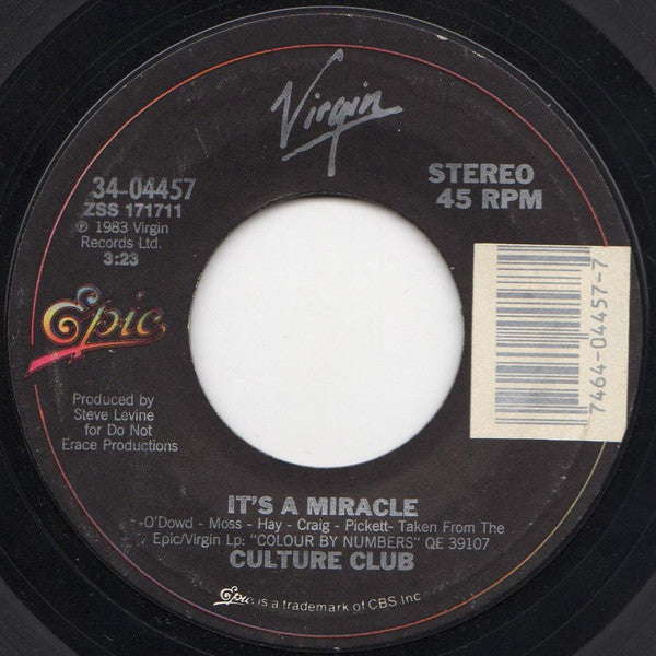Culture Club : It's A Miracle (7", Single, Car)