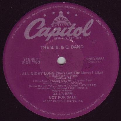 The Brooklyn, Bronx & Queens Band : All Night Long (She's Got The Moves I Like) (12", Promo)