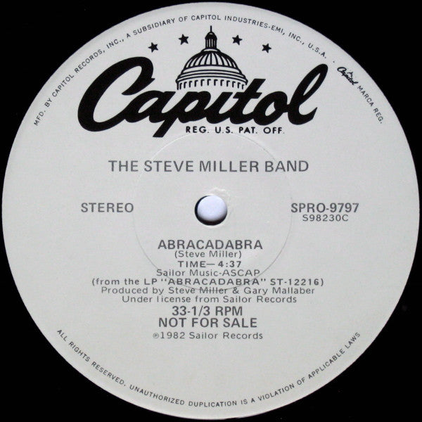 The Steve Miller Band* : Abracadabra (12", Promo)