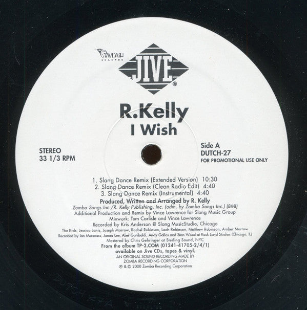 R.Kelly* : I Wish (Dance Mixes) (12", Promo)