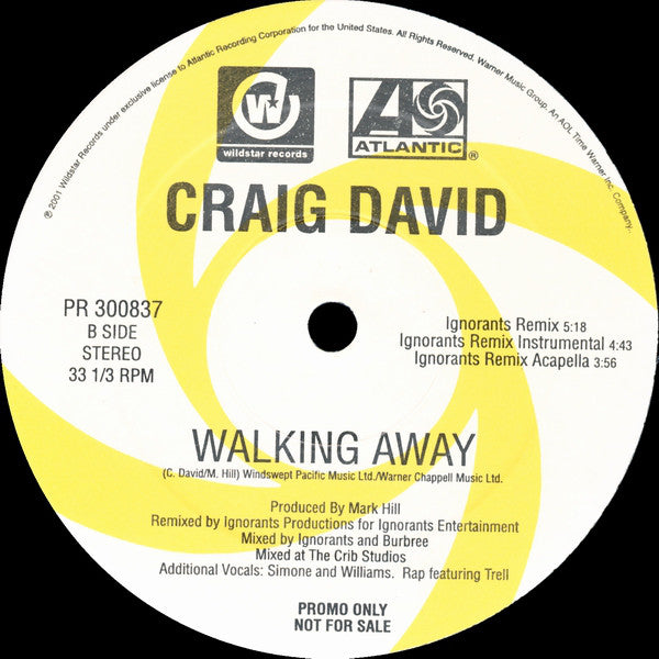 Craig David : Walking Away (12", Promo)