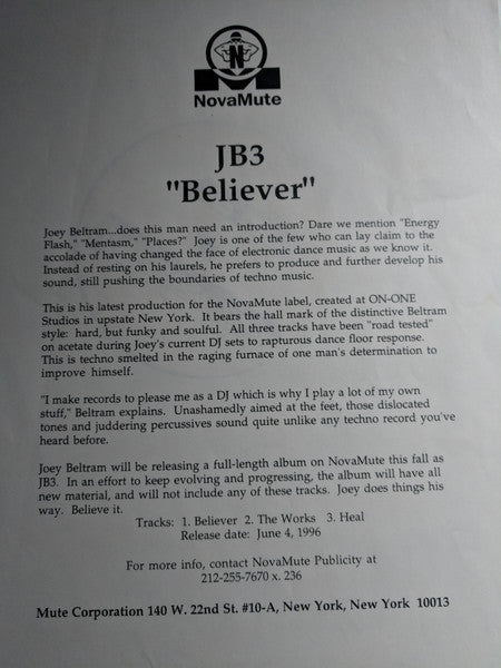 JB³ : Believer (12")