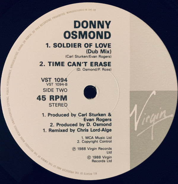 Donny Osmond : Soldier Of Love (12")