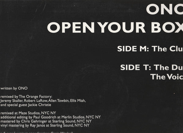 Yoko Ono : Open Your Box - The Orange Factory Remix (12")