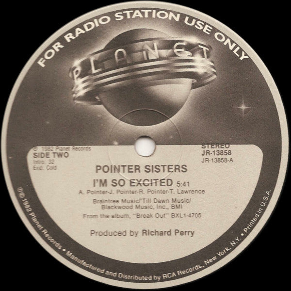 Pointer Sisters : I'm So Excited (12", Promo)
