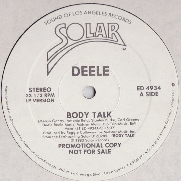 Deele* : Body Talk (12", Promo, SP)