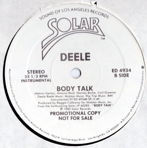 Deele* : Body Talk (12", Promo, SP)