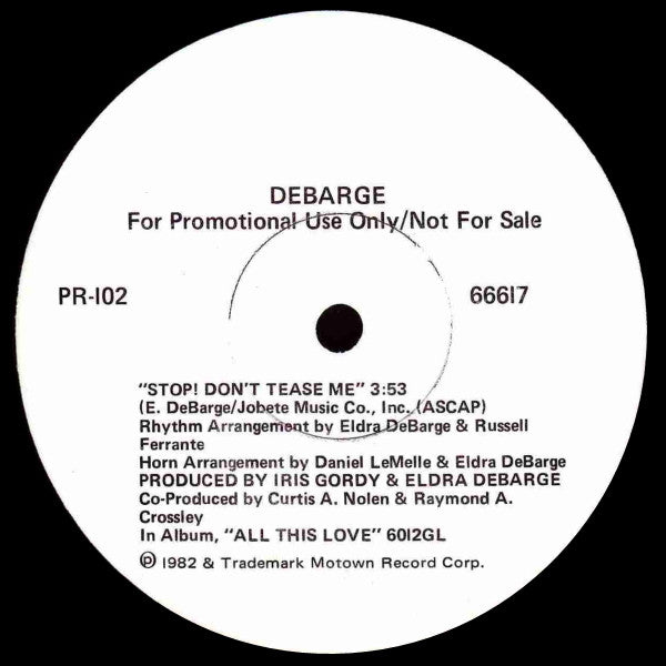 DeBarge : Stop! Don't Tease Me (12", Promo)