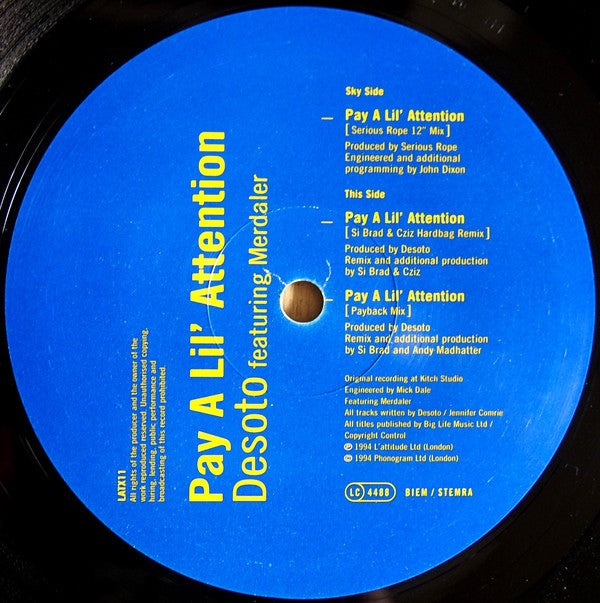 Desoto : Pay A Lil' Attention (12", Single)