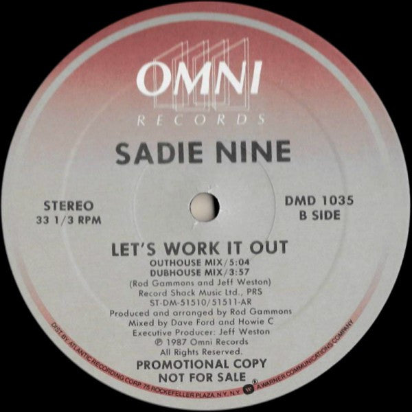 Sadie Nine : Let's Work It Out (12", Single, Promo)