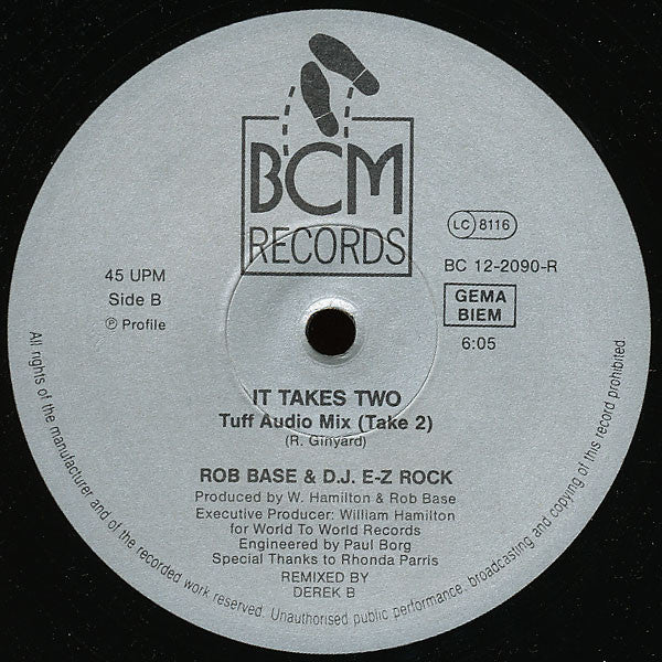 Rob Base & DJ E-Z Rock : It Takes Two (Derek B...Remix) (12", 1st)