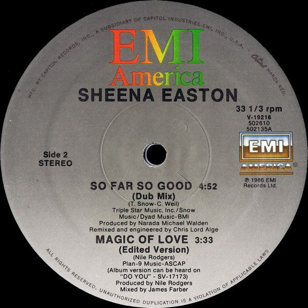 Sheena Easton : So Far So Good (12", Maxi)