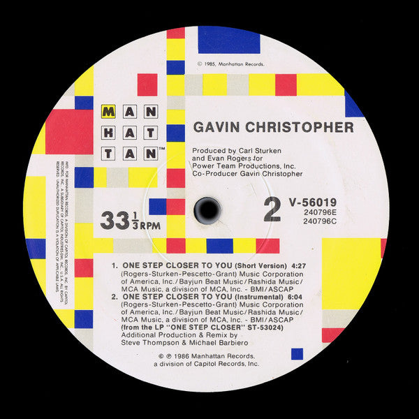 Gavin Christopher : One Step Closer To You (12", Maxi)