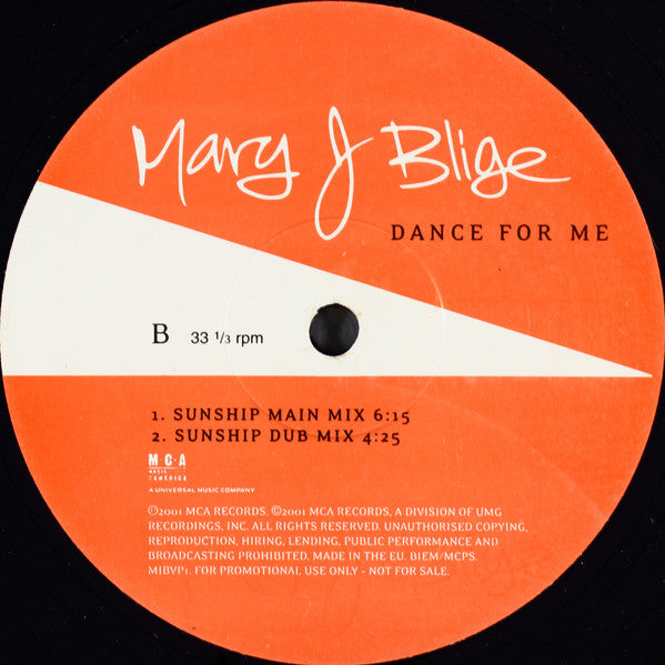 Mary J. Blige : Dance For Me (Remixes) (12", Promo)
