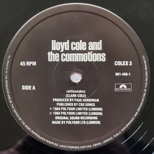 Lloyd Cole And The Commotions* : Rattlesnakes (12", Single)
