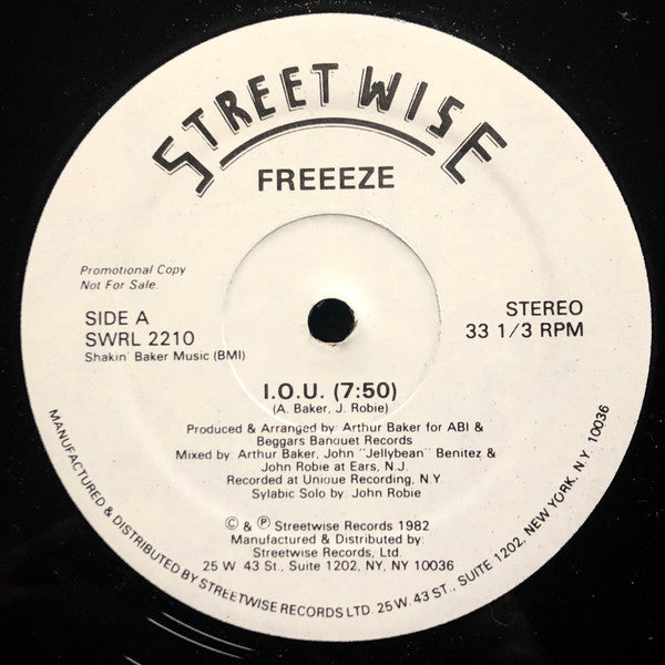 Freeeze* : I.O.U. (12", Promo)