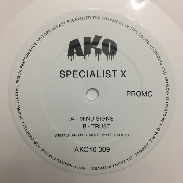 Specialist X : Mind Signs / Trust (10", Promo, Whi)