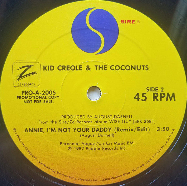 Kid Creole And The Coconuts : Annie, I'm Not Your Daddy (12", Promo)