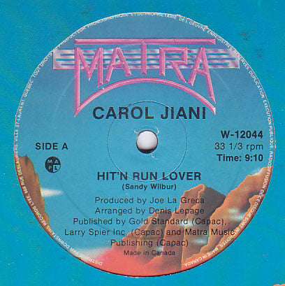 Carol Jiani : Hit 'N Run Lover / All The People Of The World (12")