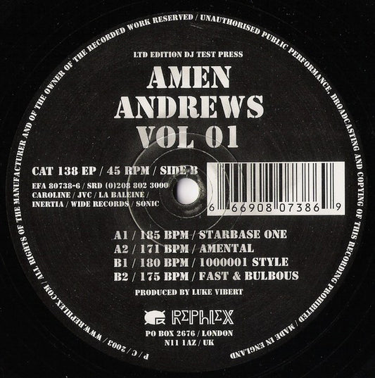 Amen Andrews : Vol 01 (12", EP, Ltd)