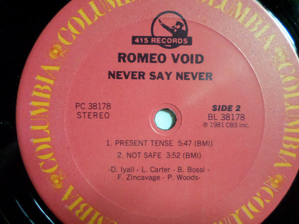 Romeo Void : Never Say Never (12")