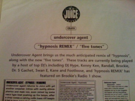 Undercover Agent : Hypnosis (Remix) / Five Tones (12", Promo)