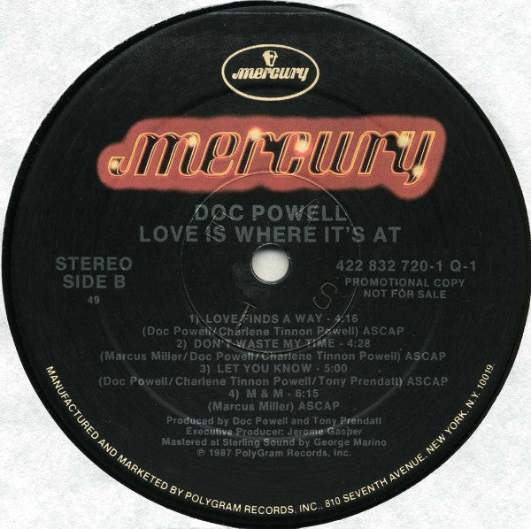 Doc Powell : Love Is Where It's At (LP, Album, Promo)