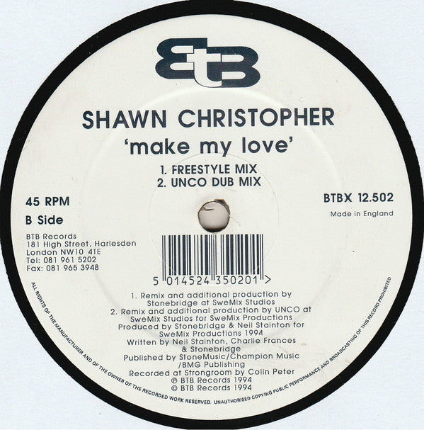 Shawn Christopher : Make My Love (Remixes) (12", Single)
